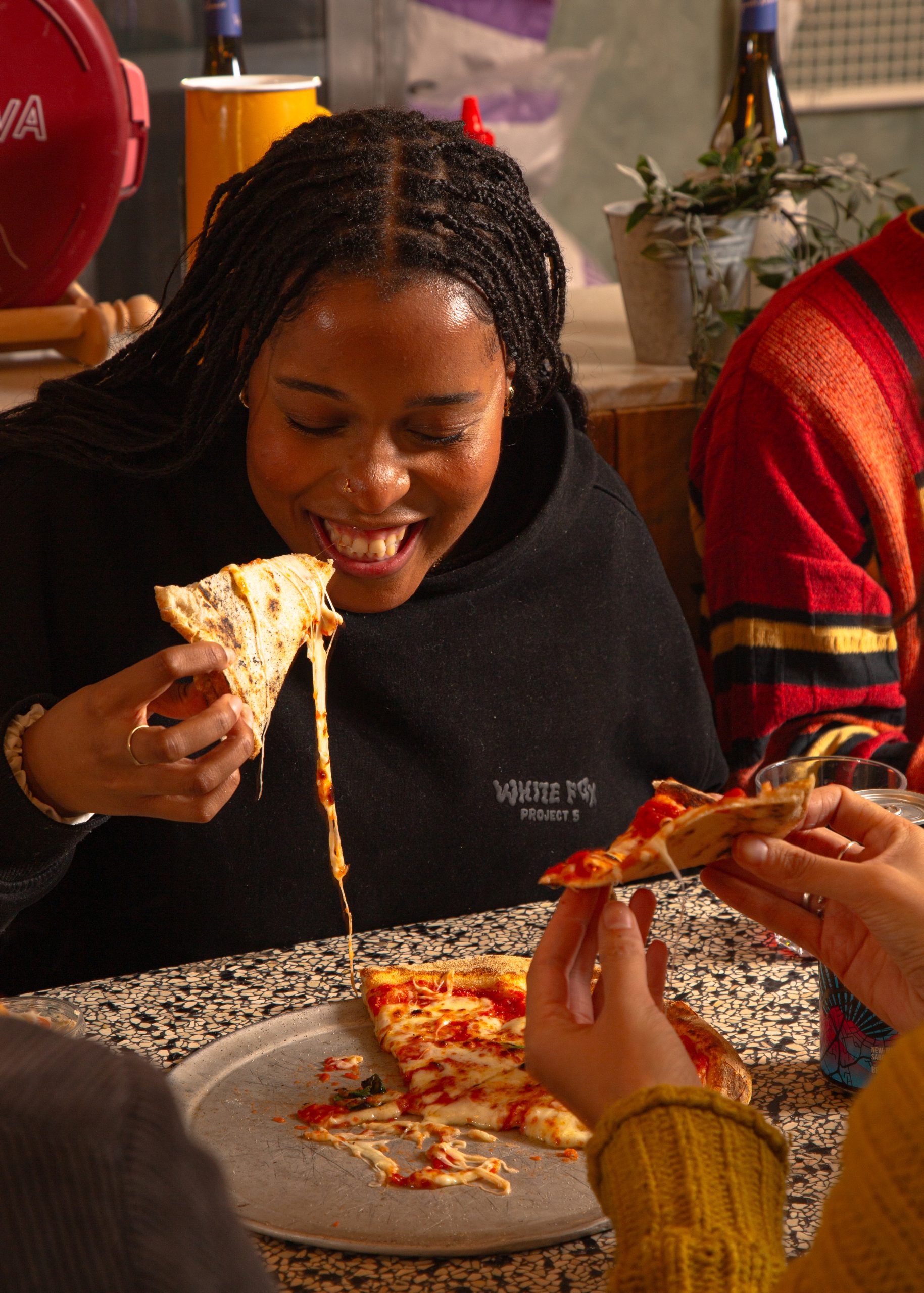 eating pizza